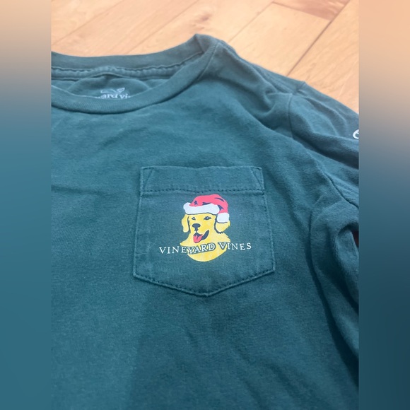 Kids Green Vineyard Vines Long Sleeve Christmas Shirt - Picture 3 of 5